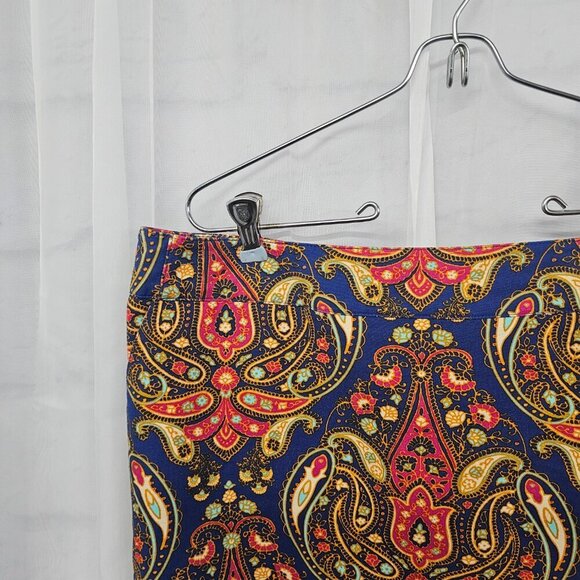 Merona Skirt Pencil Blue Paisley Retro Festival Boho 14 - Picture 2 of 13